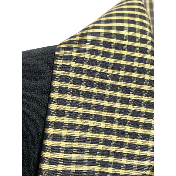 Kasper ASL Suit Jacket Blazer Black Gold Tan Checks Collar Cuffs Lined Womens 4 - Picture 2 of 8